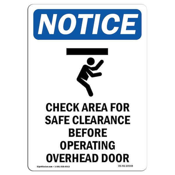 Safety Sign, OSHA Notice, 5" Height, Check Area For Safe Sign With Symbol, Portrait, 10PK